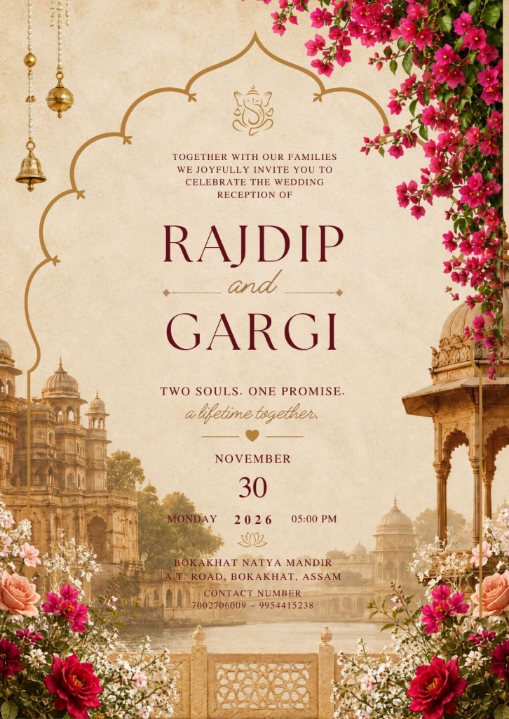 Rajdip and Gargi Wedding Reception Invitation Card